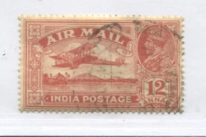 India KGV 1929 12 annas Airmail used - Picture 1 of 1