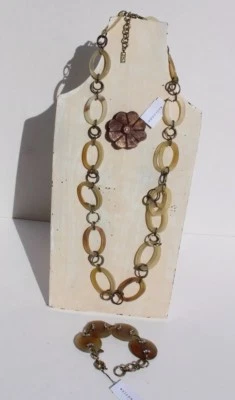 SILPADA Pulsera Swarovski Cristal Latón Cuerno Collar y Pulsera NUEVO Marrón Foto 1 de 4