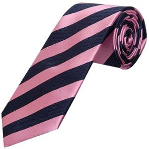 TIES R US Navy and Pink Striped Classic Men's Tie Regular Tie Wedding Tie - Picture 1 of 3