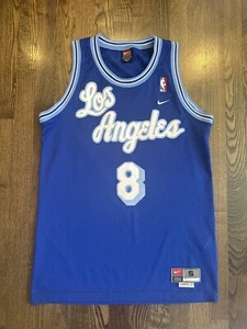 Nike KOBE BRYANT #8 Los Angeles LA Lakers Blue HWC Script Jersey Small 36 S - Picture 1 of 6