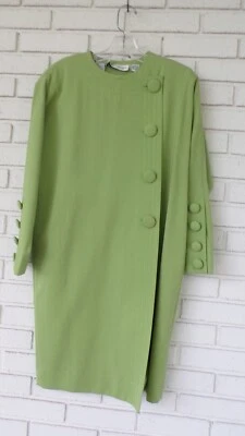 ВИНТАЖНЫЙ NIPON БУТИК ЗЕЛЕНЫЙ ЦВЕТ ЭЛЕГАНТНОЕ ПЛАТЬЕ РАЗМЕР 4 100% ШЕРСТИ - Изображение 1 из 4
