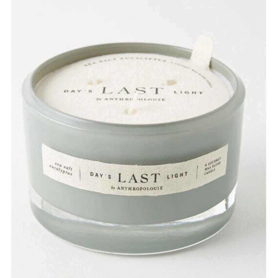 Anthropologie Último Día Luz Vela Vidrio Sal Marina Eucalipto Nuevo En Caja Foto 1 de 4