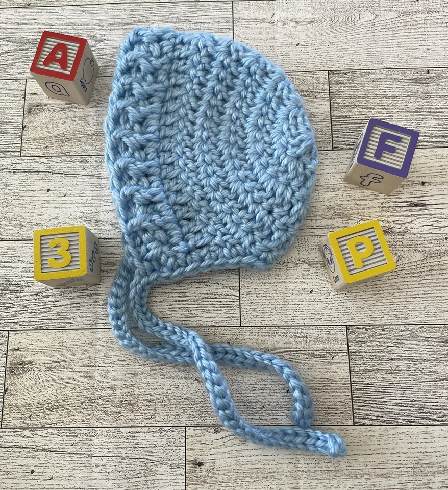 Ganchillo Recién Nacido Bebé Gorro Grueso Azul Muñeca Renacida e494/95 Foto 1 de 1