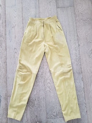 VTG Gianni Versace Canary Yellow Suede Pants 1980s Italy Women's 42 Y2K - Image 1 of 4
