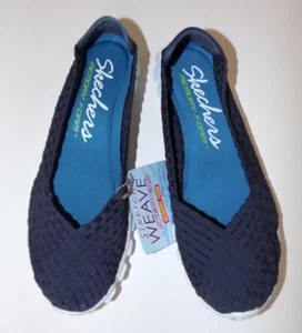 New size 8 38 SKECHERS memory foam EZ flex stretch weave Navy flat sneaker shoes - Picture 1 of 6