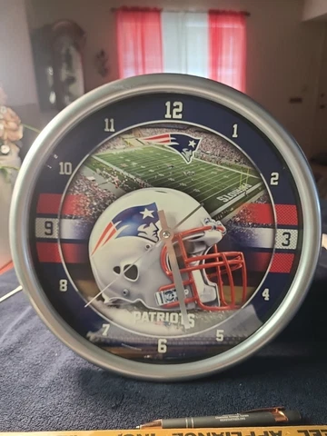 NFL New England Patriots 12" Wall Clock Real Glass Plastic Body Great Color Cover