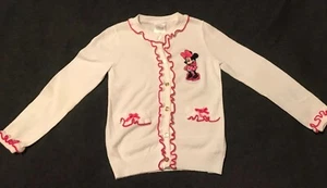 Disney Minnie Mouse Sweater Girls White W Pink Trim Size 4 - Picture 1 of 7