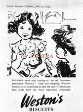 Original WESTON'S Range of Biscuits ADVERT Small Vintage 1940s Print Ad 162/141