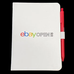 Ebay Open 2022 Swag Leeds White Notebook Notepad Journal Red Ballpoint Pen NEW - Picture 1 of 10