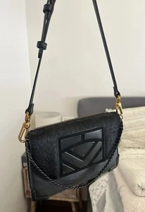 Mimco Leather bag small purse black hair Cowhide Clutch Hand Fur Shoulder New - Picture 1 of 12
