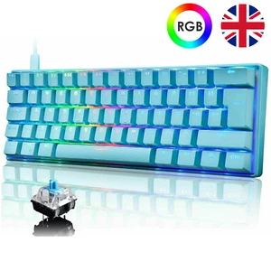 60% con cable 61 teclas diseño del Reino Unido mini teclado mecánico para juegos arco iris RGB retroiluminado - Imagen 1 de 18