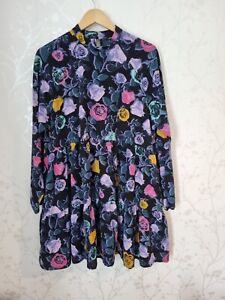 Monkl Size L Floral Dress Tiered Mini Smock Side Pockets Tunic