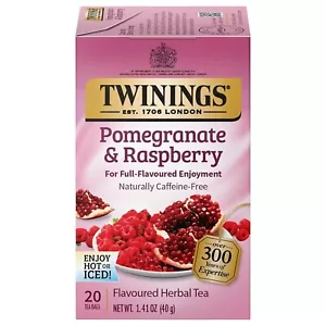 Twinings Pomegranate & Raspberry Herbal Tea 20 Count Pack of 6 - Picture 1 of 6