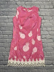 Vintage 60's The Lilly Pulitzer Pink Pineapple Print Crochet Trim Dress *Read* - Picture 1 of 22