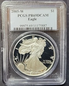 2005-W $1 Silver Eagle Proof PCGS PR69DCAM - Picture 1 of 2