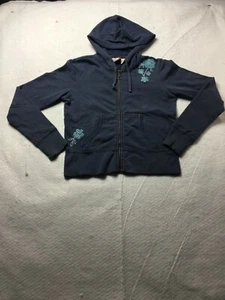 Vintage Aeropostale Girls Blue Embroided Flower Hoodie Small - Picture 1 of 12