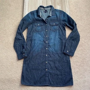 Gap Kids Factory Girls XL Collar Denim Button Down Shirt Tunic Dress Long Sleeve - Picture 1 of 10