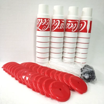 Vintage Coca Cola Plastic Cup w/Lid & Straw Tumbler 32oz Qty 4 - Image 1 of 4