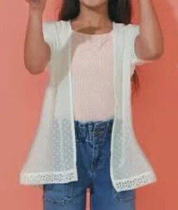 Evsie | Maurice’s Tween Girls Kimono Sheer White New With Tags Size Medium - Picture 1 of 6