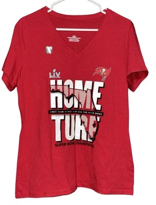 Camisa de ropa del equipo Buccaneers para mujer L roja Tampa Bay NFL césped local Super Bowl Foto 1 de 4