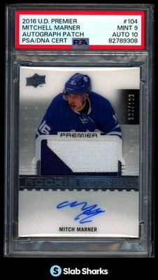 2016 Upper Deck Premier #104 Mitch Marner Rookie Patch Auto/199 PSA 9 Auto 10 Foto 1 de 4