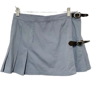Women’s Brandy Melville Light Blue Gray Sof Low Waisted Buckle Pleated Skirt XS - Picture 1 of 6