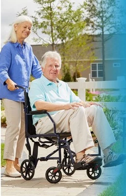 Wheelchair With 19 inch Seat, Folding Transport Chair with Foot Rests, - Image 1 of 4