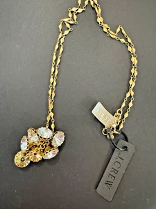J.Crew Kristall Anhänger Bahnhof Halskette gebürstetes Gold Kette NEU - Bild 1 von 9