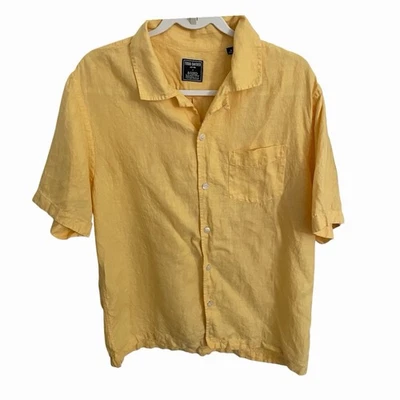 Рубашка мужская Todd Snyder Baird McNutt L желтая ирландская льняная опрятная с петлевым воротником для лагеря - Изображение 1 из 4