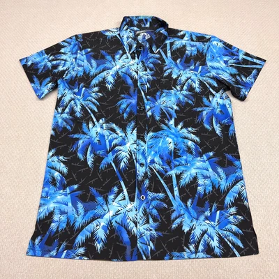 Retro Rifle Shirt Mens Large Blue AKs Vacays Button Down Hawaiian Beach Casual - Image 1 of 4