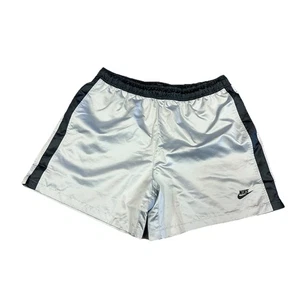 NIKE CLUB FOOTBALL WOVEN SHORTS SILVER BLACK MEN'S FLOW SZ L SATIN POCKETS (34) - Picture 1 of 6
