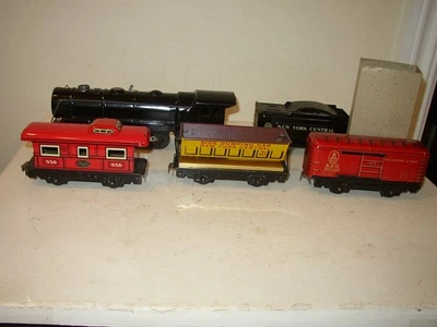 Marx New York Central windup train set side dump 567 B&O 384288 556 Caboose LN - Image 1 of 4