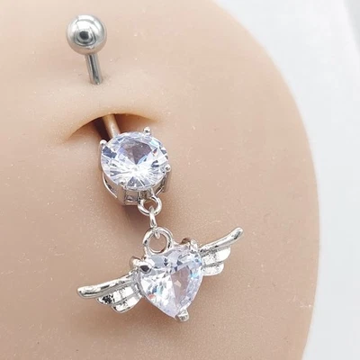 Barras para el vientre botón piercing barra colgante ombligo cuerpo joyería anillo plata redondo Foto 1 de 4