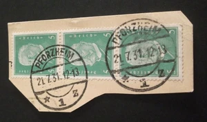 DEUTSCHLAND DEUTSCHES REICH 21.7.1931 ON PAPER WITH STAMP "PFORZHEIM" GERMANY !! - Picture 1 of 2