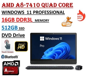 Dell Inspiron 24 3455 23.8" AIO Touch AMD A8-7410 2.2GHz 16GB 512GB SSD W/11 Pro - Picture 1 of 3