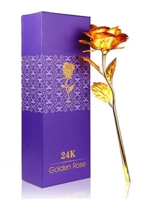 24K Gold Foil Rose Gift – Gold Present with Gift Box - Picture 1 of 8