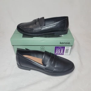 KENSIE Gitty Penny Mocasín Zapatos Informales Sin Cordones Extra Acolchados Negros Talla 8 Nuevo en Caja  - Imagen 1 de 6
