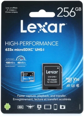 Lexar High-performance MicroSDXC Card - 256GB, Class 10, UHS-I - Image 1 of 3