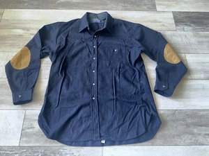 Pendleton dunkelblau Wolle Langarm Knopfleiste Hemd Ellenbogen Patches XL hergestellt in den USA - Bild 1 von 12