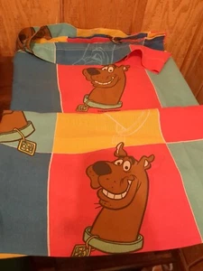 Vintage Scooby Doo Twin Flat Sheet Blue Red Yellow 1999 - Picture 1 of 2