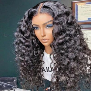 Deep Wave 13x6 Water Wave Lace Front Human Hair Wigs Pre Plucked with Baby Hair - Picture 1 of 12