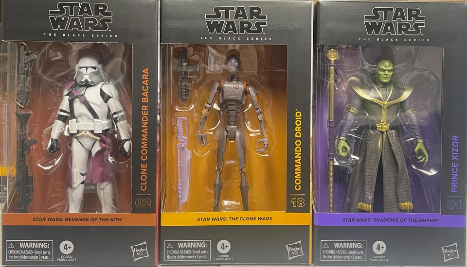 Star Wars Serie Negra 6" Juego de 3 Figuras Bacara Príncipe Xizor Comando Droide Foto 1 de 1