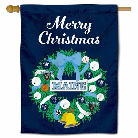 University of Maine Happy Holidays Christmas Decorative House Flag Cover