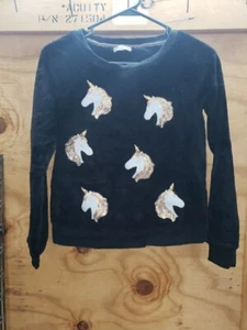 Epic threads long sleeve black fleece sweater sequence unicorns youth size large - Picture 1 of 7