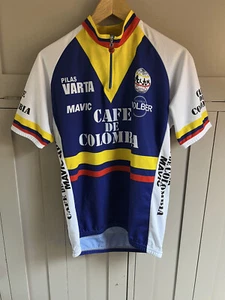 Safety Cafe De Colombia men's cycle jersey | Blue/White/Yellow | XL | Rare - Picture 1 of 8