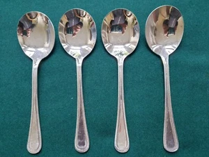 Vintage VINERS Bead Soup Spoon x 4 Silver Plated EPNS Cutlery - Picture 1 of 4