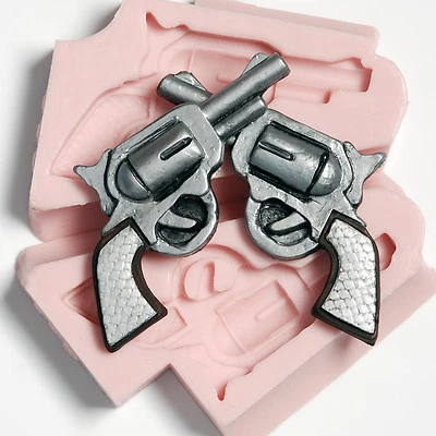 Crossed Pistol Silicone Molds Fondant Chocolate Resin Polymer Clay Moulds  (242) - Image 1 of 4