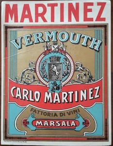 Vecchia etichetta liquore Martinez Vermouth Fattoria di vini Marsala - Picture 1 of 1