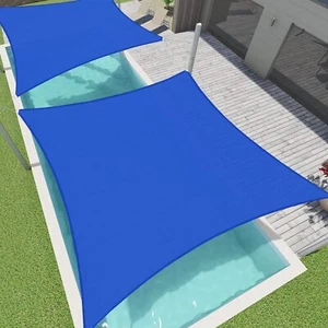 Blue Rectangle Sun Shade Sail Fabric Awning Pool Top Canopy Custom Size 5' -24' - Picture 1 of 11