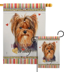 Yorkie Happiness Garden Flag Animals Dog Small Decorative Gift Yard House Banner - Picture 1 of 13